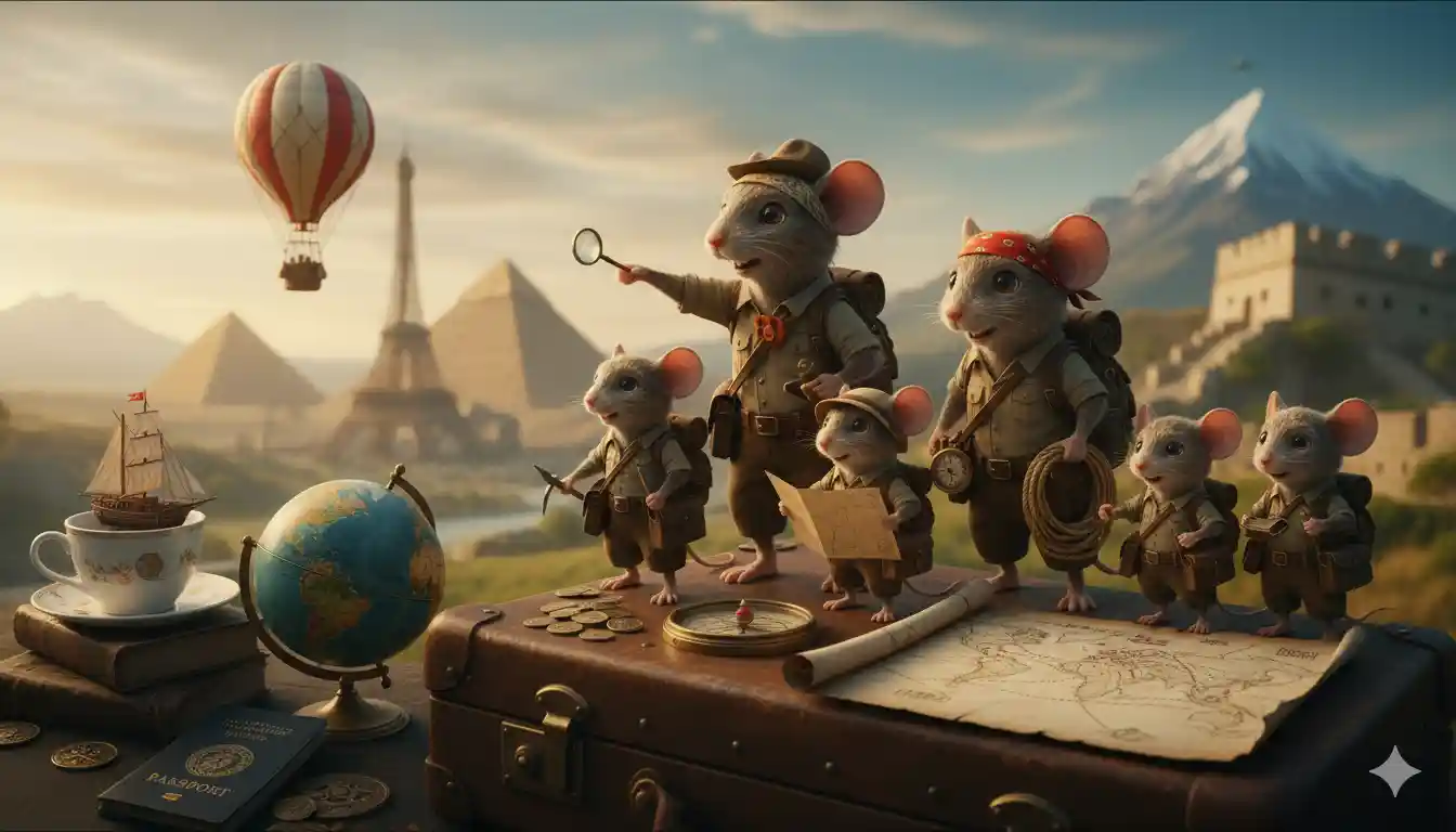 Two Mouse Families Went on a World Treasure Hunt Video Prompt